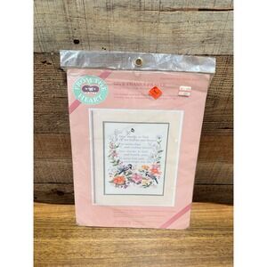 Vintage From The Heart Stamped Cross Stitch Kit Give Thanks Prayer 53007 11x14